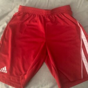 Red adidas soccer shorts size large